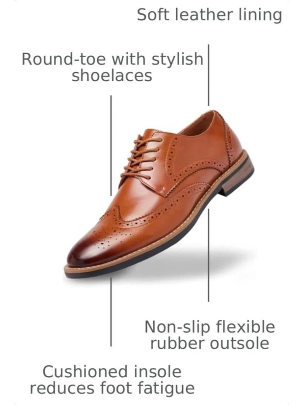 Men's Brown Classic Formal Business Lace Up Comfort Oxford Dress Shoes